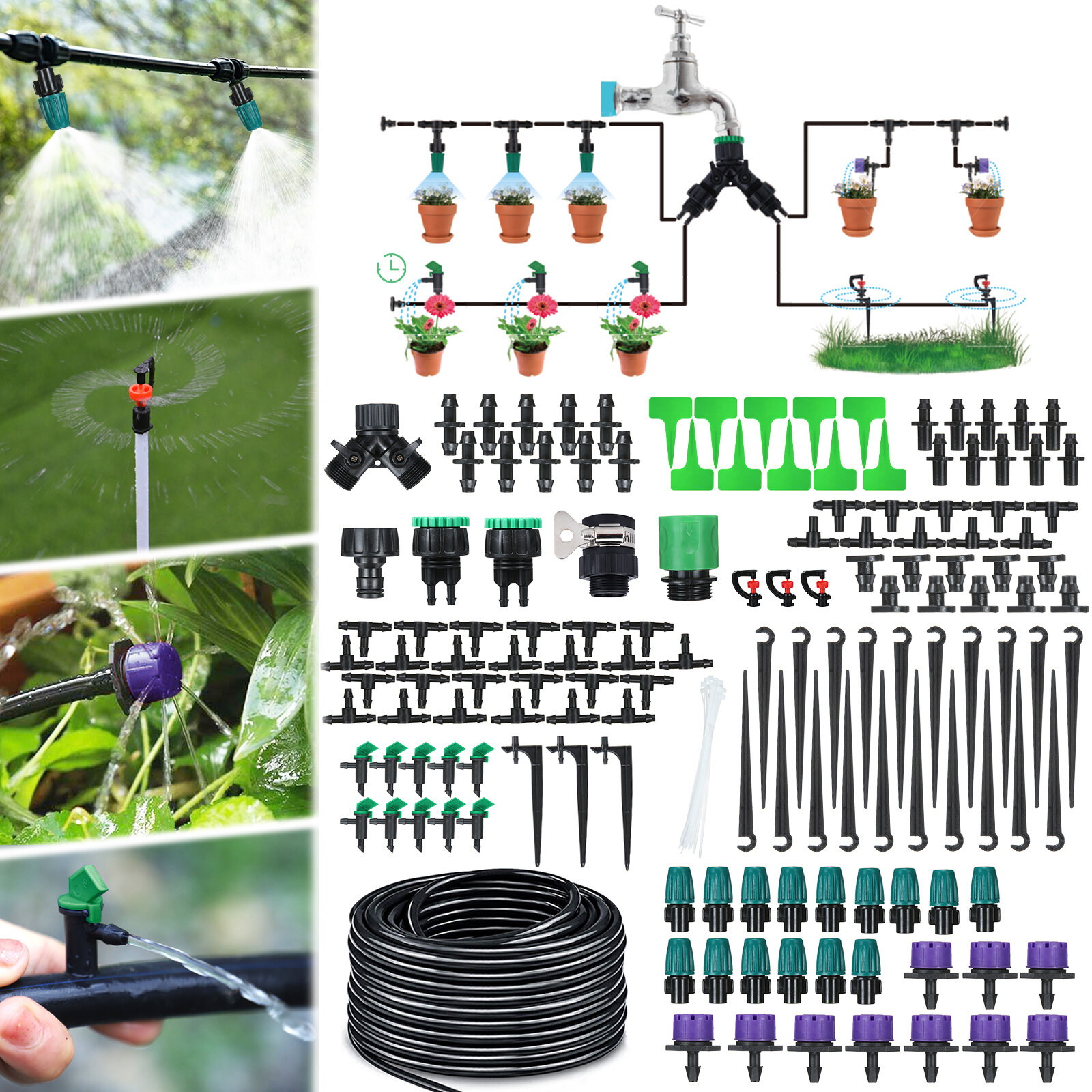 JETEVEN 30M Drip Irrigation Kit Automatic Sprinkler DIY Garden Watering Micro Drip Irrigation System Hose Kits
