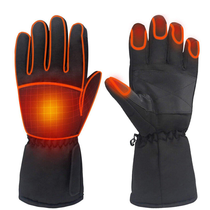 1 Pair Electric Heated Gloves Touchscreen Warm Battery Gloves Full Finger Waterproof Heating Thermal Gloves Ski Bike Phone