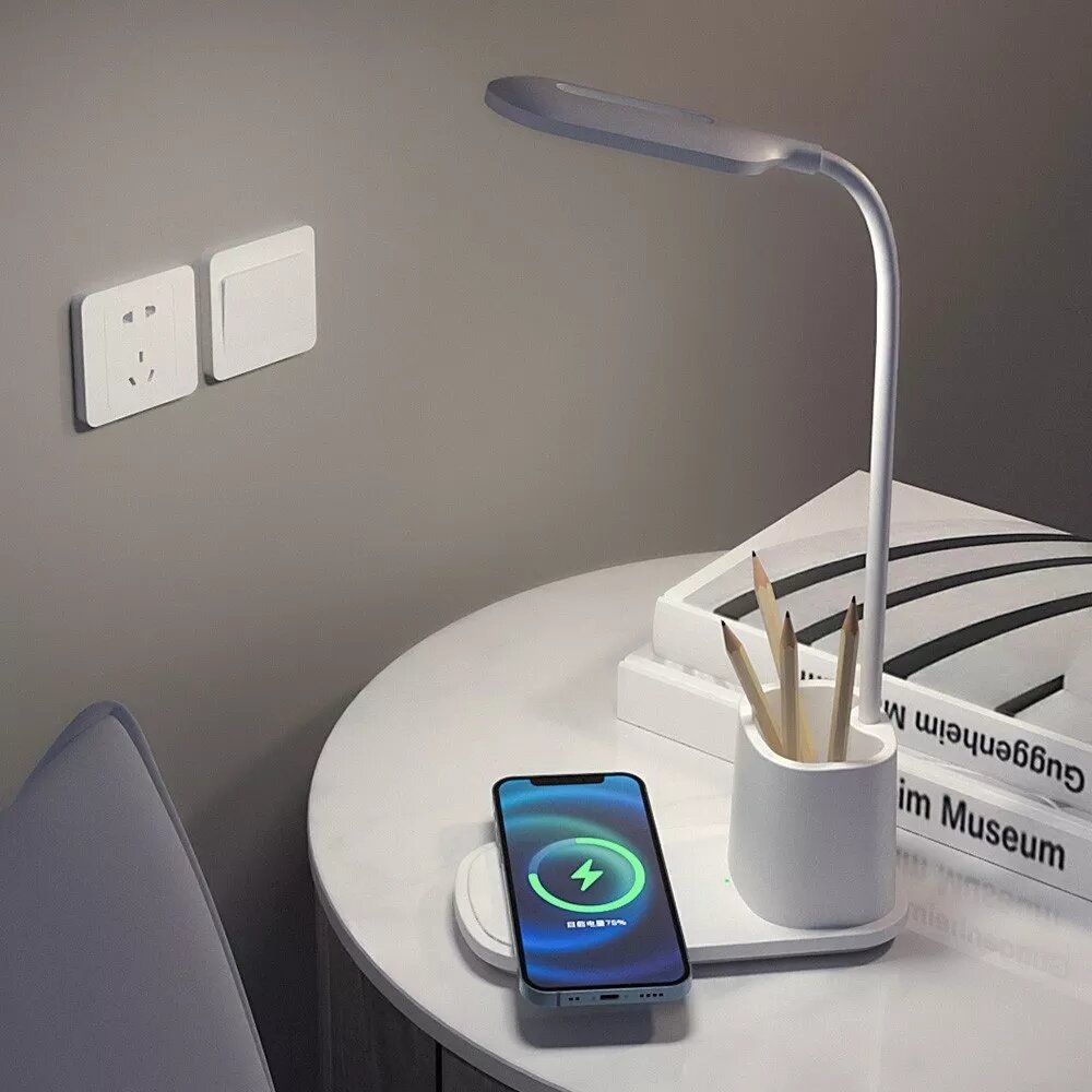 Bakeey 10W Desk Lamp Wireless Charger Night Light Portable Fast Charge Eye Protection Desk Lamp USB Lighting - White