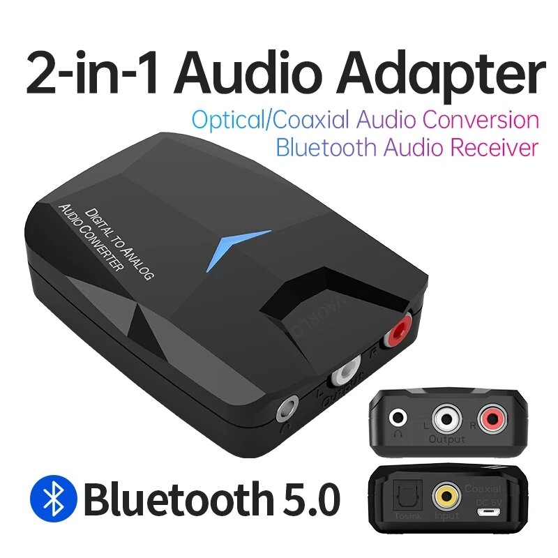 Bakeey DAC Digital to Analog Converter bluetooth 5.0 Audio Receiver 3.5mm AUX RCA Stereo Optical Coaxial Wireless Adapter