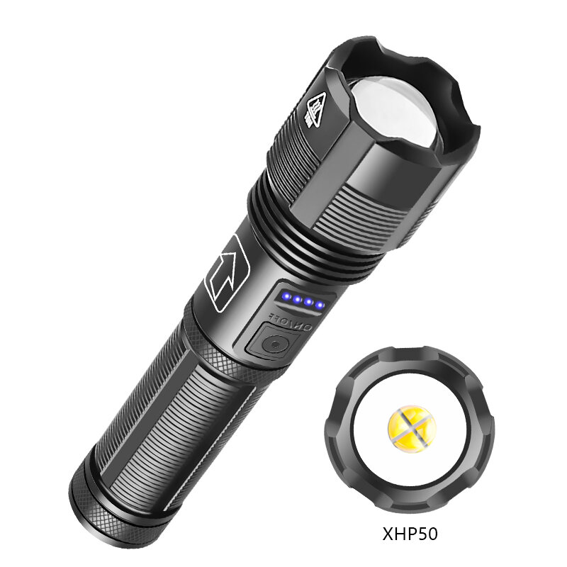 XANES XHP50 1800lm Powerful Long Range Zoomable Flashlight Kit with 18650 Li-ion Battery USB Rechargeable & Power Display