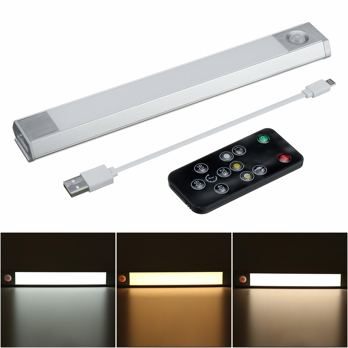 60 LED USB Rechargeable Motion Sensor Closet Light Wireless Under Cabinet Lamp