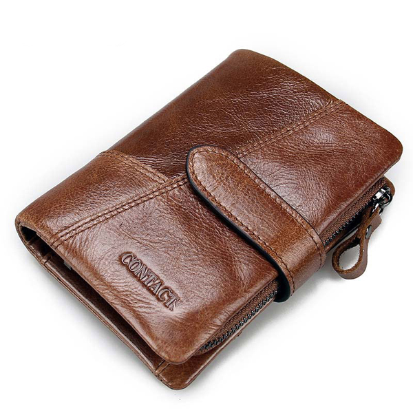 Genuine Leather Wallet Vintage Standstone Men Wallets Male Purse Coin Bag Brown Colour