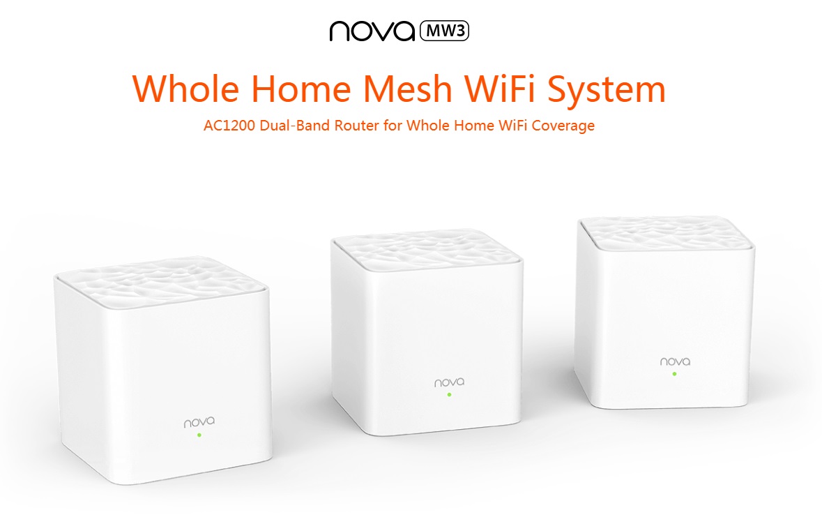 Tenda Nova MW5c AC1200 Whole Home Mesh WiFi System - 3 Pack, Routers